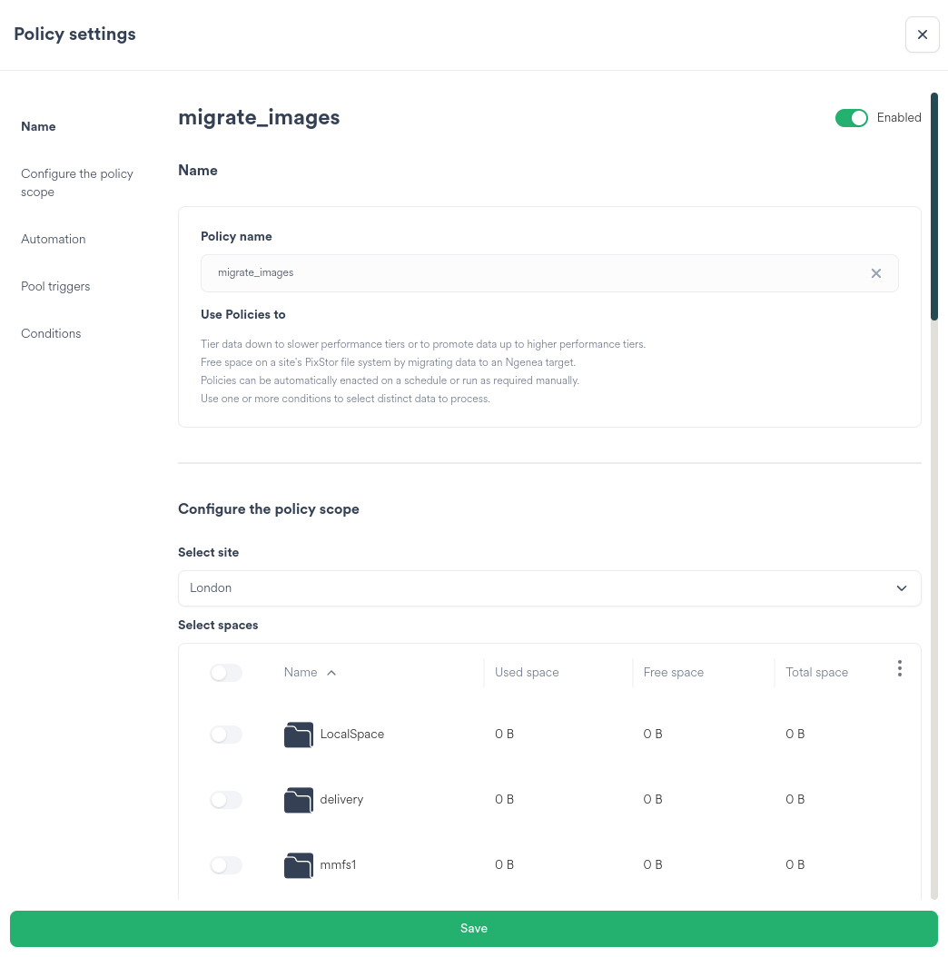 Policies Edit Dialog