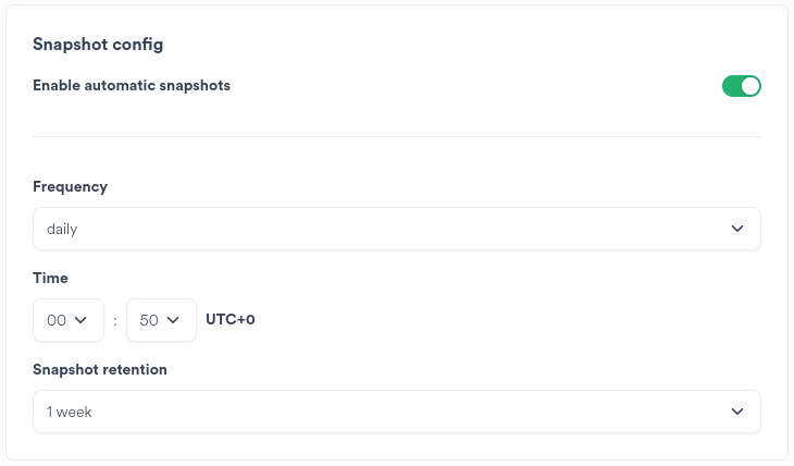 Space Snapshot Config