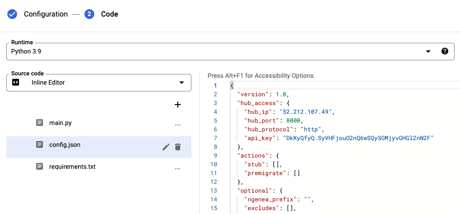 Configure JSON