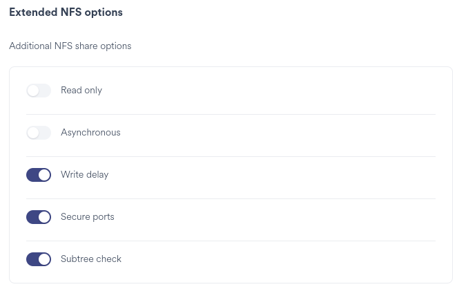 Share Wizard NFS Extended Options