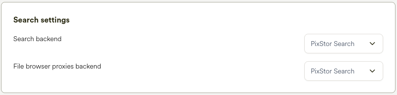 select search backend via dropdowns pixstor search