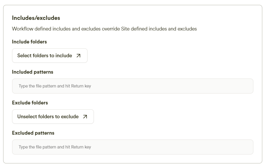 Add Includes and Excludes