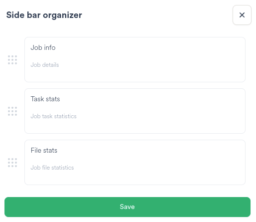 Jobs Side Bar Organiser