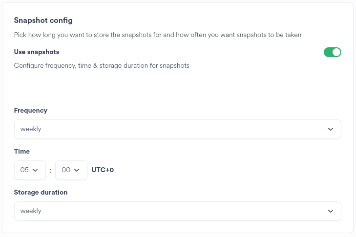 Space Snapshot Config