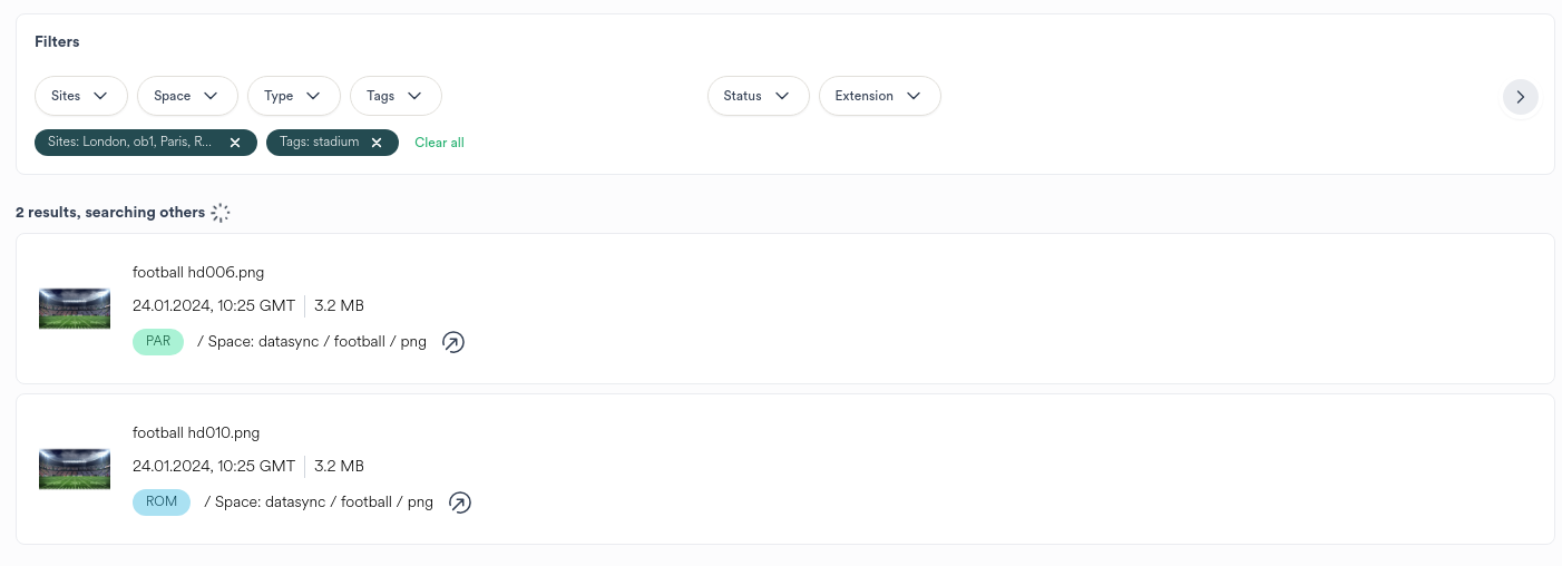 Search Results of Applied Tag Filter