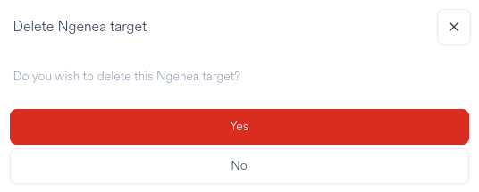 Ngenea Target Delete Confirmation Modal