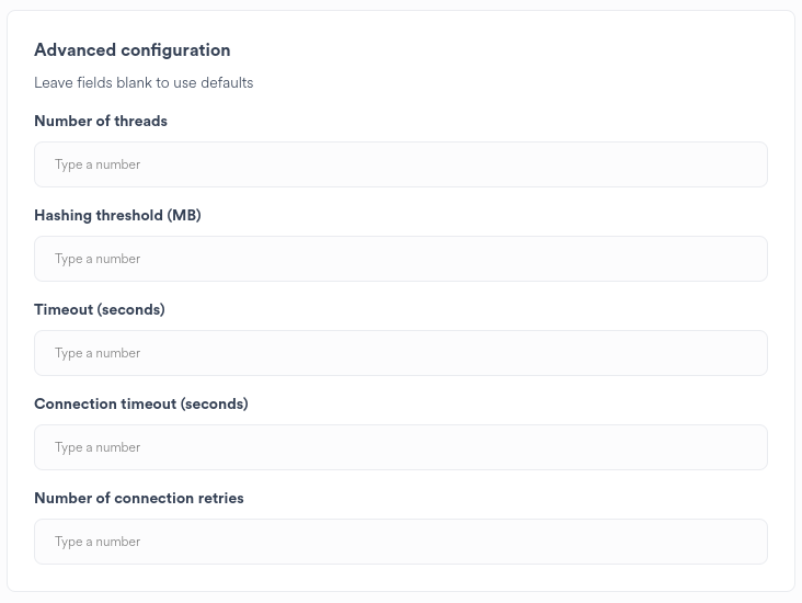 Backups Advanced Settings