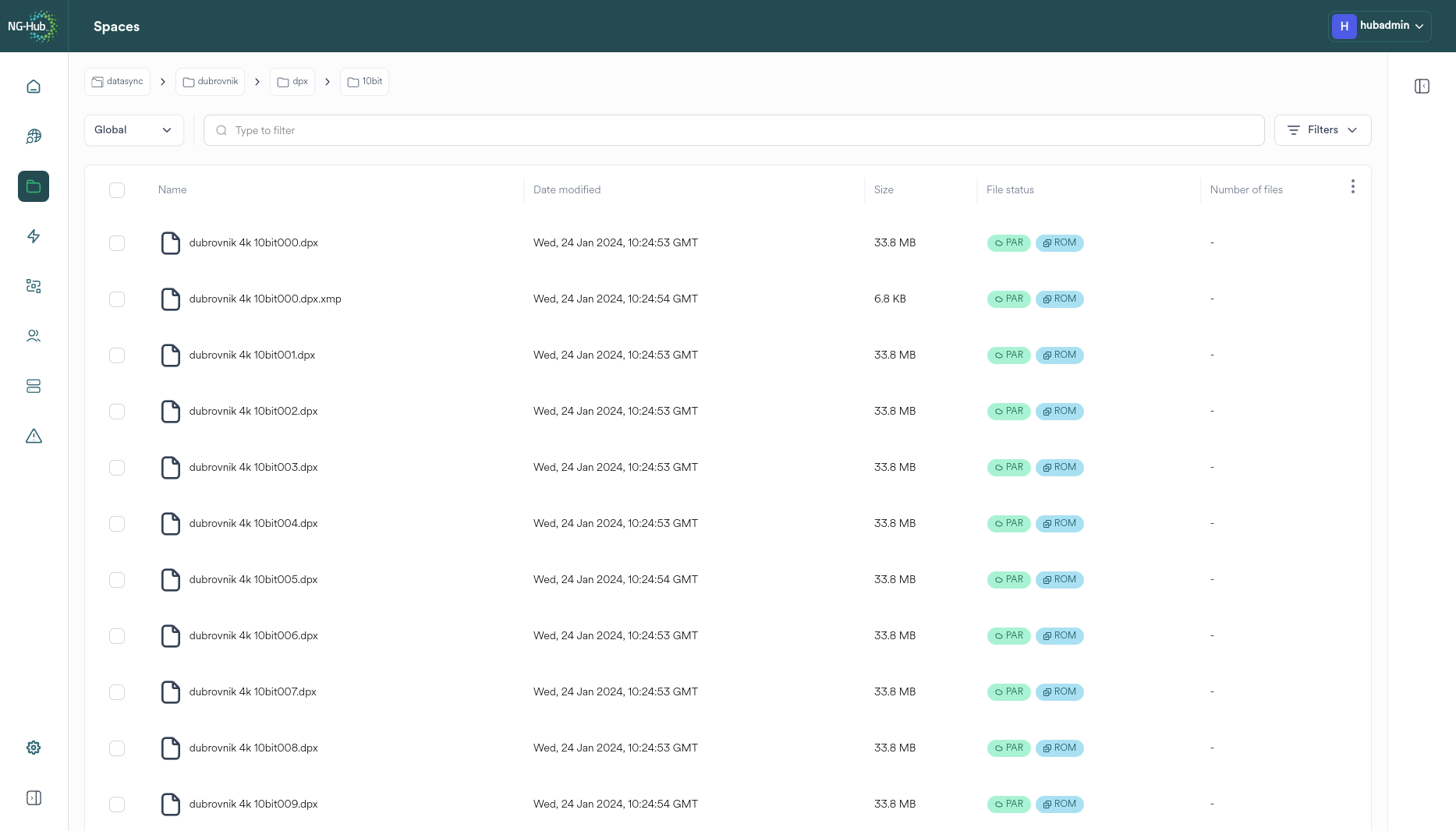 Spaces Filebrowser Global View