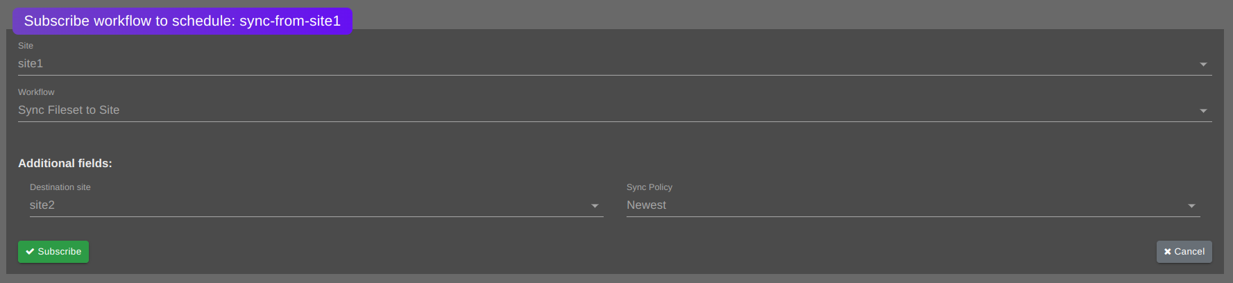 Sync workflow settings