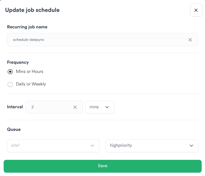 The Update job schedule dialog