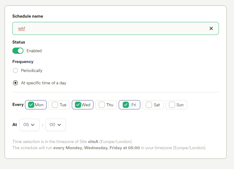Space Wizard Backup Schedule At Specific Time of the Day