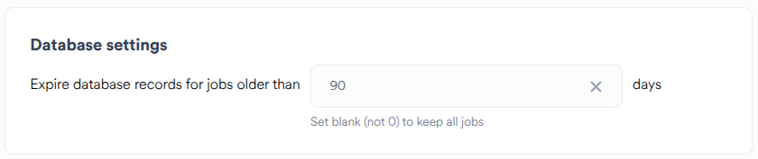 enter a database expiry in number of days